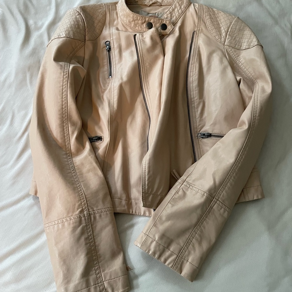Free people pleather light pink jacket